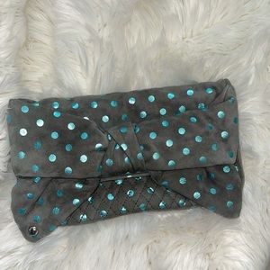 Juicy Couture Suede Gray-PolkaDot Clutch